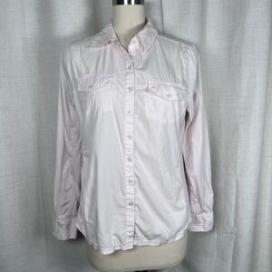 Converse One Star Women's XL Blush Pink Shirt Blouse Top Button Up Roll Tab